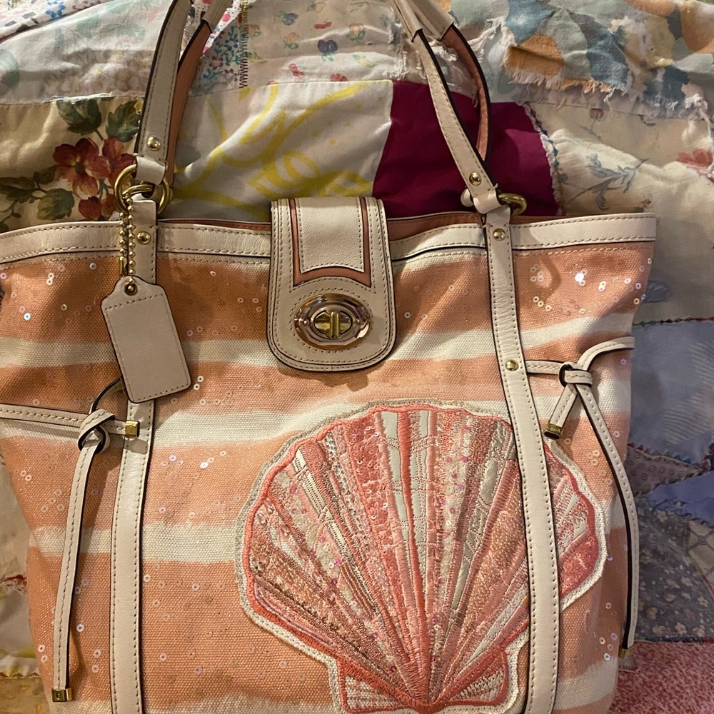 Coach Elegant Shell-Embroidered Tote Bag - Picture 3 of 11